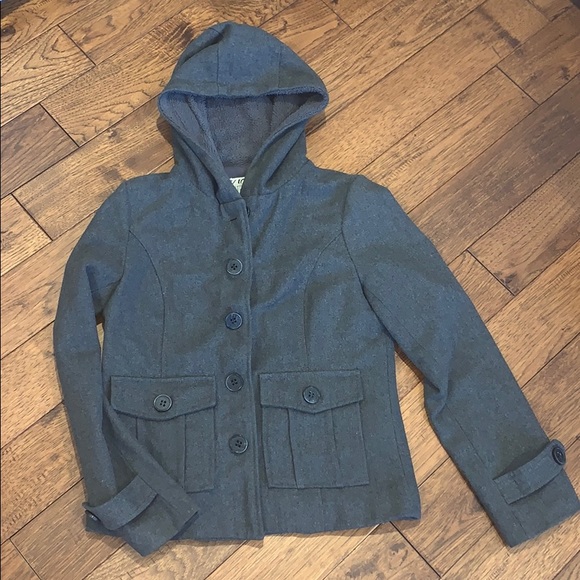 Grey Peacoat w/ Pockets! - Picture 2 of 3